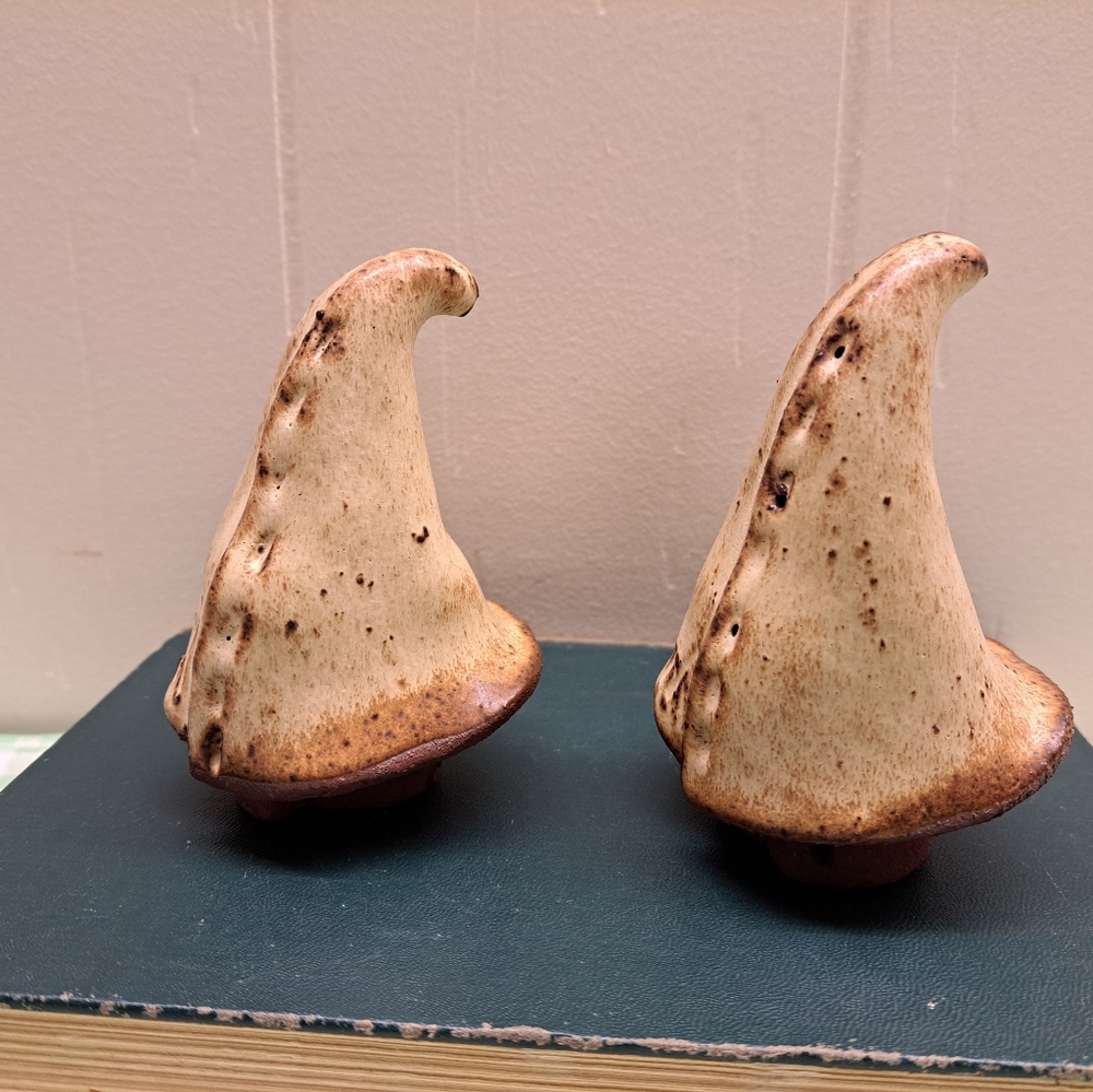 Rustic Handcrafted Brown and Tan Clay Pair Of Gnome Figurines - Picture 6 of 10